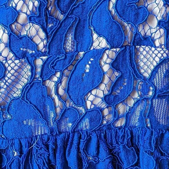 Eliza J Lace Cobalt Blue Illusion Dress Women's Sz 10 Pockets Adjustable NWOT - Picture 15 of 16